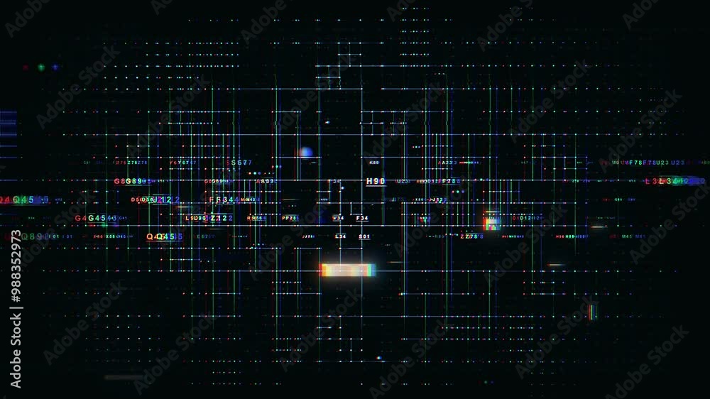 Techno Cyberpunk Circuit Connection, Noise Glitch Screen, Technology Background