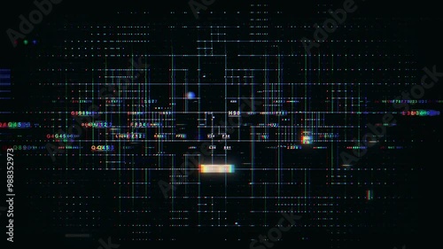 Techno Cyberpunk Circuit Connection, Noise Glitch Screen, Technology Background