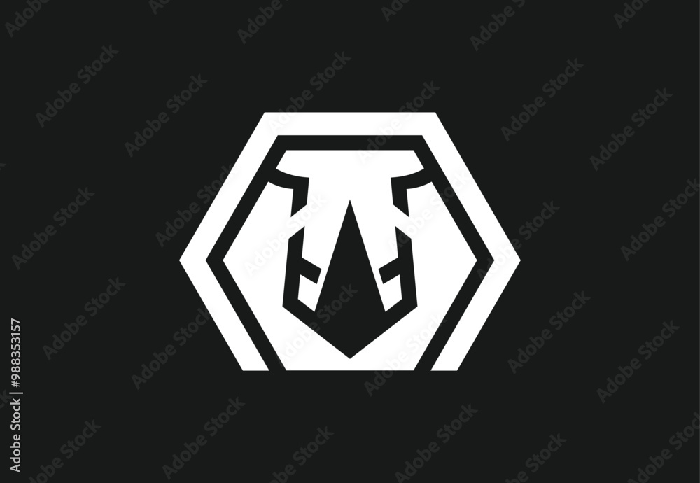 Rhino Logo.Rhino Icon,Geometric Rhino in Hexagonal Logo. Rhino Logo.Rhino Icon,Geometric Rhino in Hexagonal Logo.