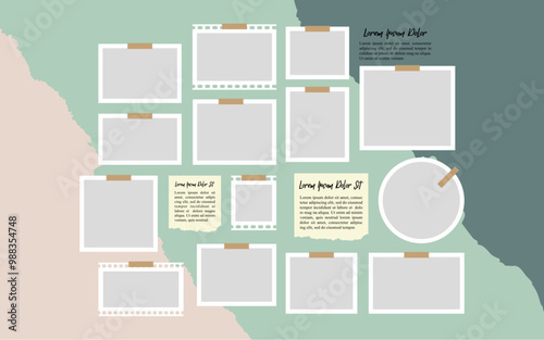 Pictures or photos frame collage and digital photo wall template