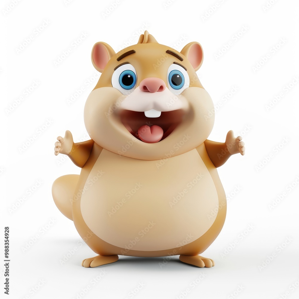chipmunk in 3D style on a white background
