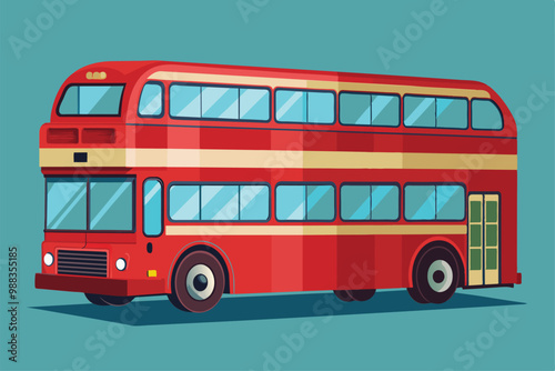 A vibrant red double decker bus stands against a solid background, showcasing its customizable features and unique design suited for city exploration.