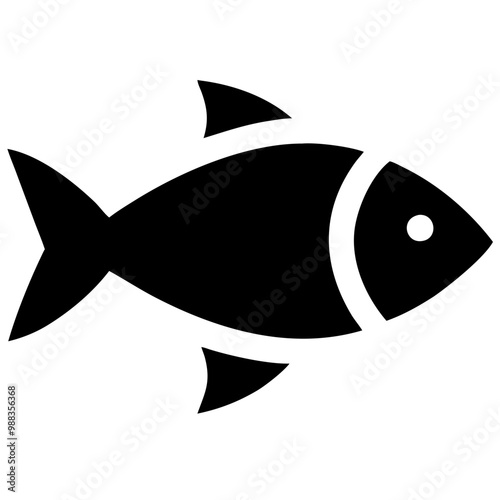 Ecological symbol of fish, marine life, black silhouette, sustainable environment