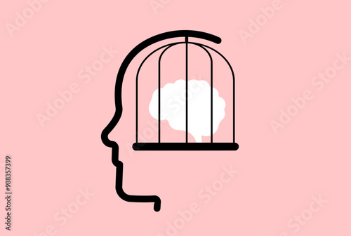 Mind psychology captivity mental health illustration