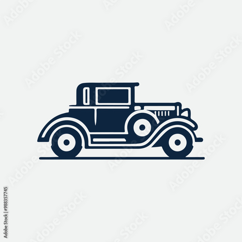 Classic retro car illustration logo vector. Classic muscle car vector labels, emblems and badges set. Retro vehicle, old automotive transportation logo illustration