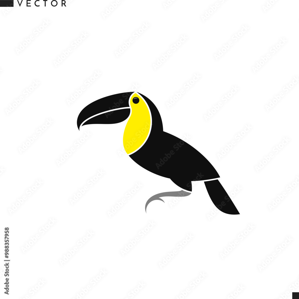 Fototapeta premium Abstract toucan vector. Isolated toucan on white background. Tropical bird sign