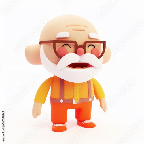 Old man in 3D style on a white background 