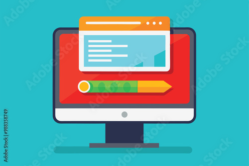 A computer screen displays downloading files alongside a vibrant editing tool, highlighting technology and productivity.