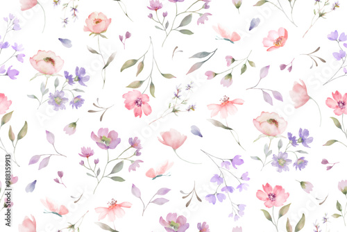 Seamless watercolor patterm. Hand drawn illustration. Vector EPS.