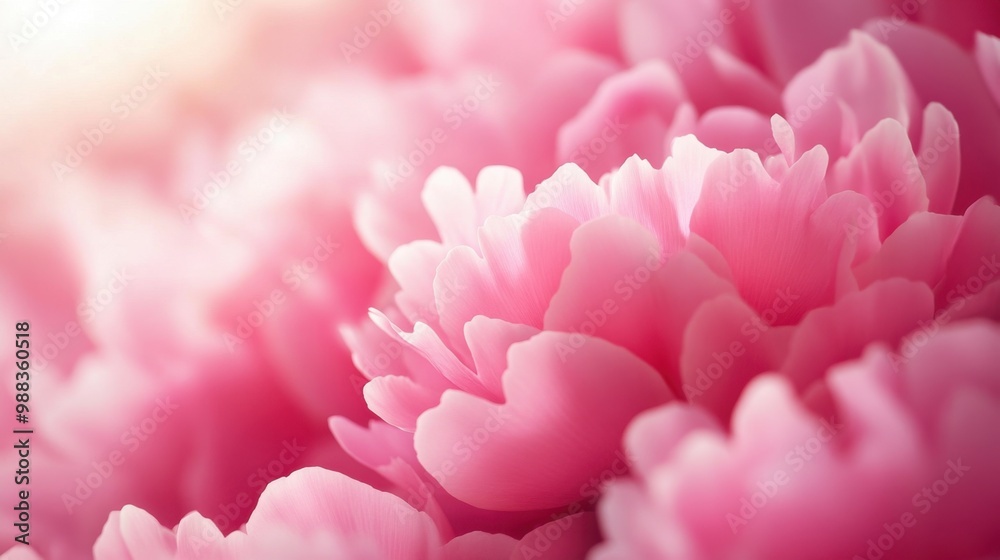 Obraz premium Close-up of delicate pink peony petals arranged in layers forming a lush floral display against a blurred background