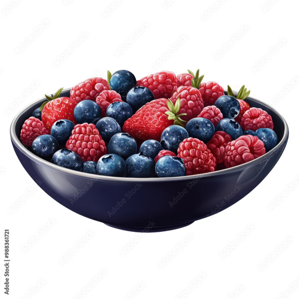 Bowl of mixed berries (strawberries, blueberries, and raspberries). png, transparent background. Bowl of mixed berries (strawberries, blueberries, and raspberries). png, transparent background.