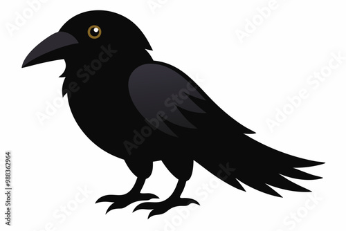 Black Crow clipart vector illustration.