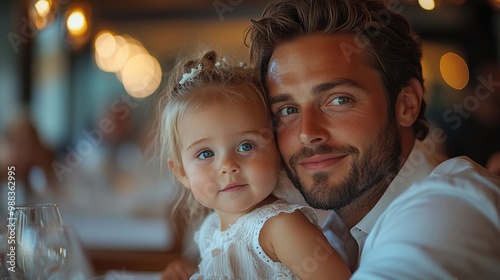 family with baby reading menus in restaurant choosing food, drinks