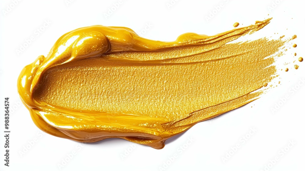 A yellow paint brush stroke on a white background A yellow paint brush stroke on a white background