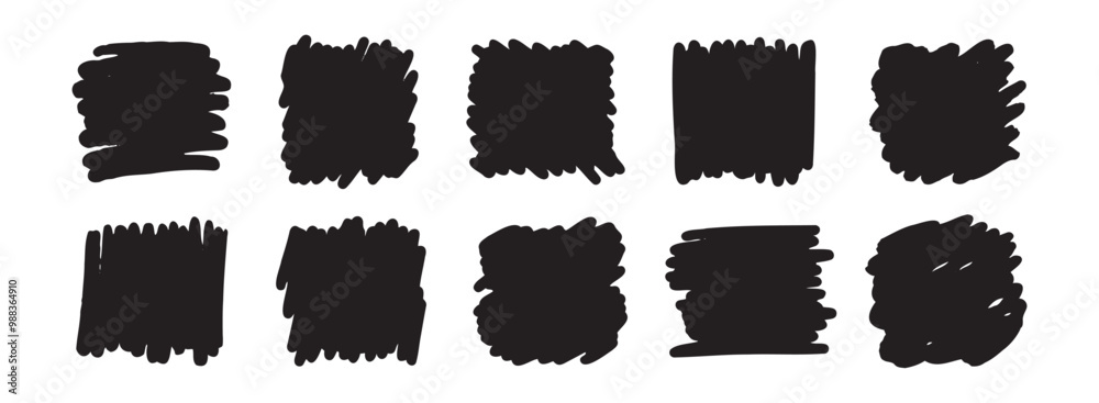 Abstract hand drawn scribble set art. Vector grunge brush square. Sketch graphic design isolated on white background. Abstract hand drawn scribble set art. Vector grunge brush square. Sketch graphic design isolated on white background.