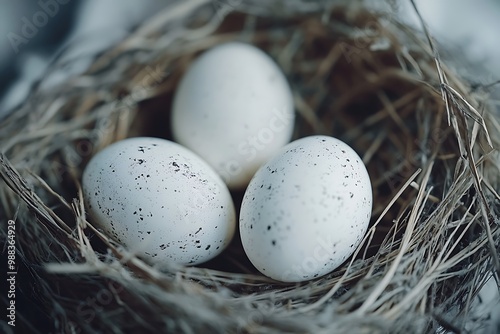 Place the eggs in a nest in a pile of hay with a natural duck to incubate in a haystack. photo