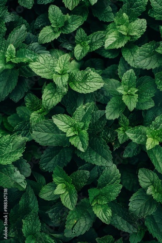 Many fresh lemon balm leaves texture background, fragrant spices pattern, Melissa officinalis mockup