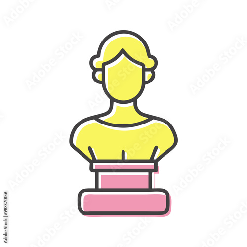 Colorful bust sculpture icon representing art and culture with a classical design