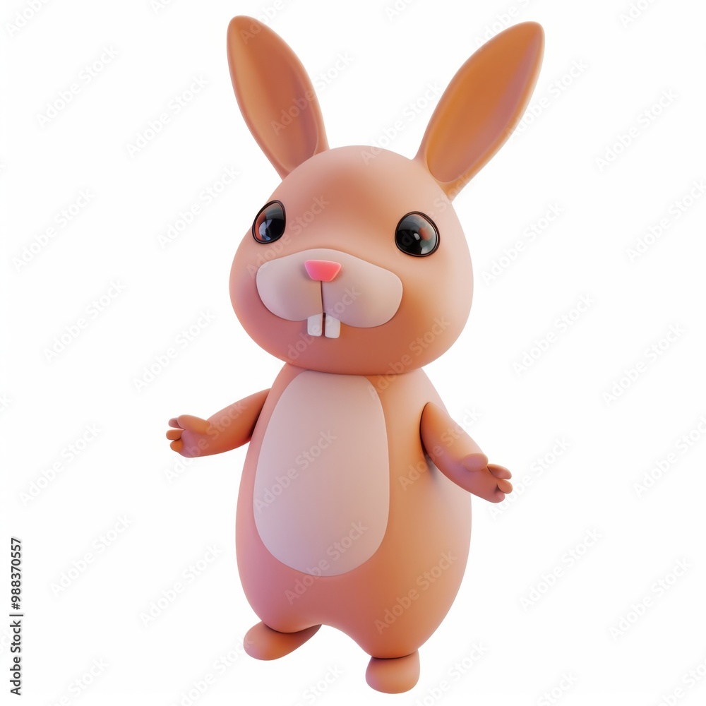 Obraz premium Hare in 3D style on a white background