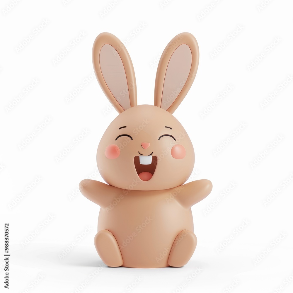 Obraz premium Hare in 3D style on a white background 