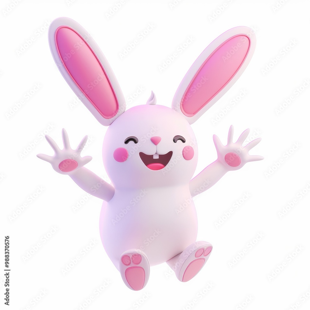 Happy hare in 3D style on a white background
Happy hare in 3D style on a white background