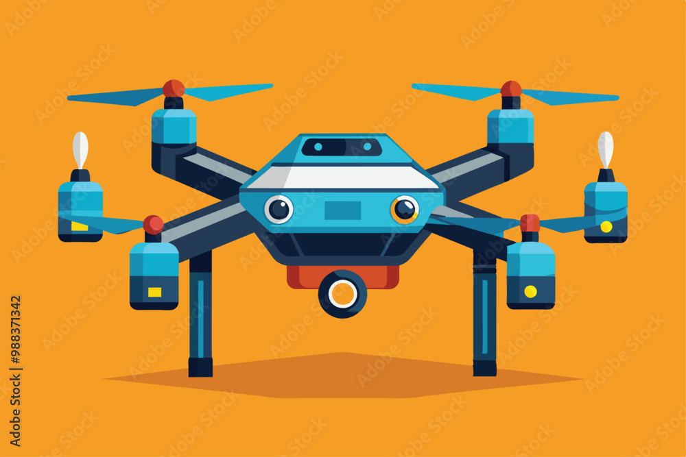 A vibrant illustration features a customizable drone with a unique design, set against a bright orange backdrop, highlighting its innovative features and functionality. A vibrant illustration features a customizable drone with a unique design, set against a bright orange backdrop, highlighting its innovative features and functionality.