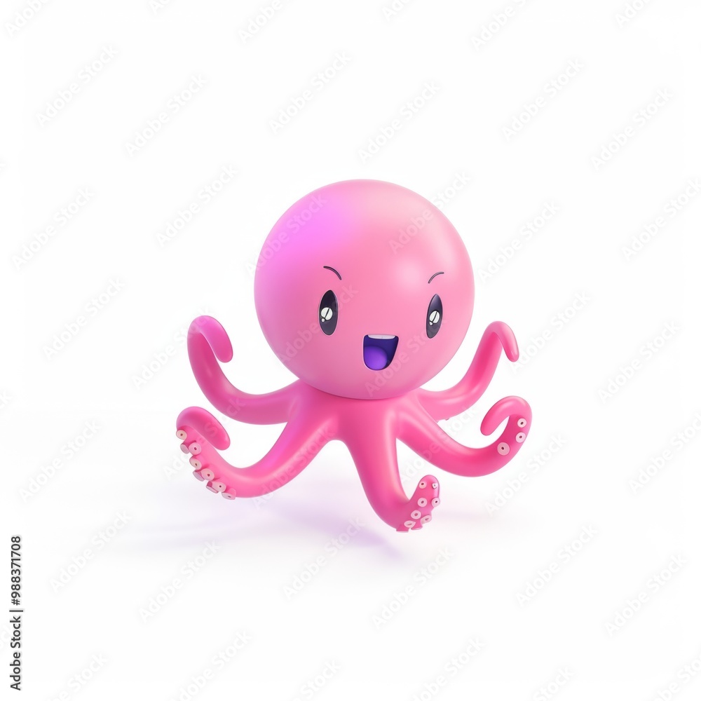 octopus in 3d style on the white background octopus in 3d style on the white background