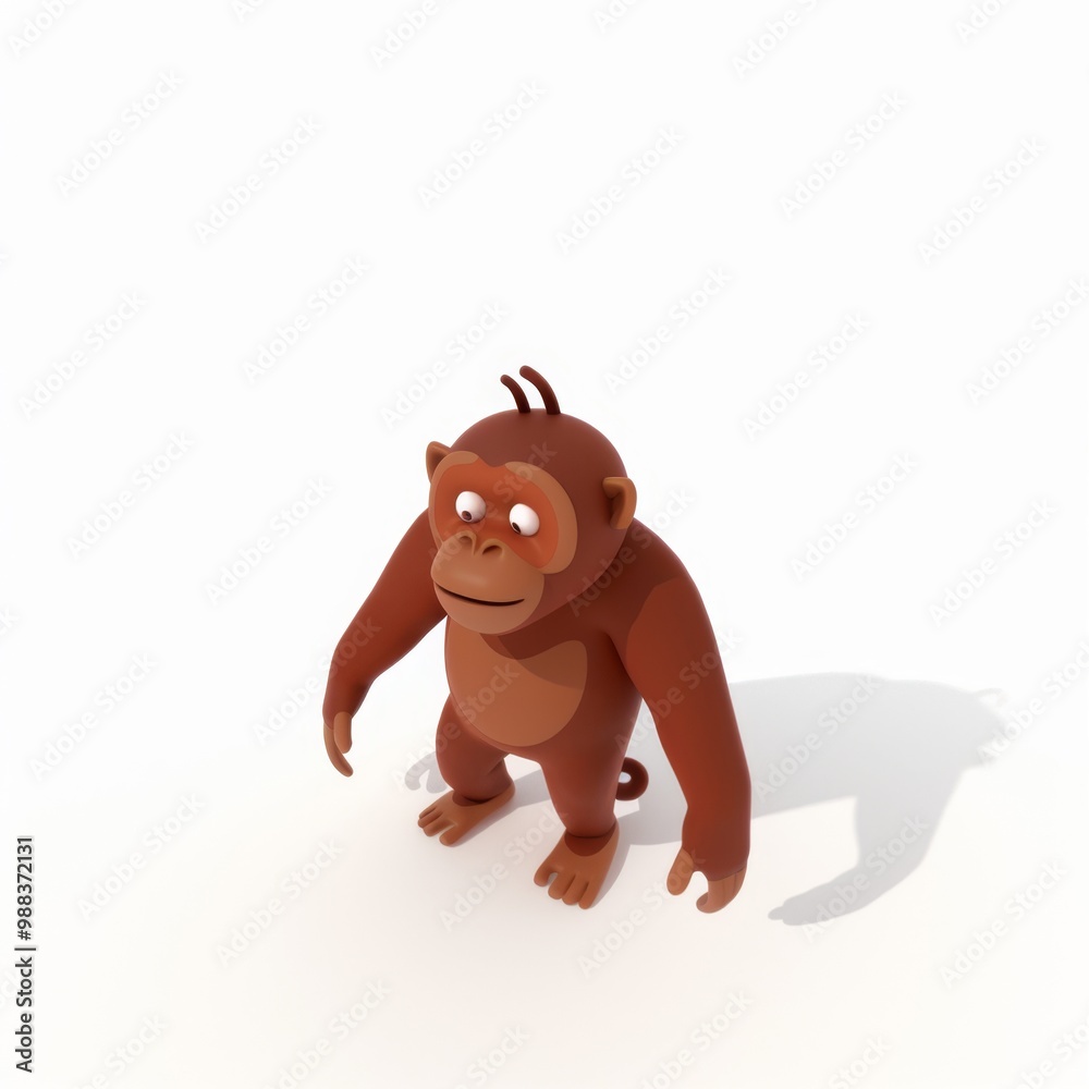 Fototapeta premium Chimpanzee in 3d style on the white background