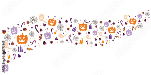 Happy Halloween decorative illustration. Halloween elements decoration background. Vector illustration.