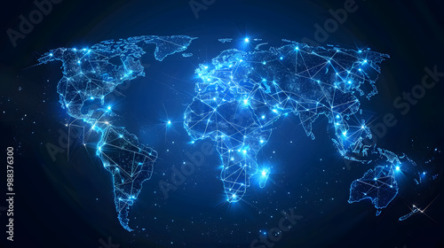 dynamic digital world map emphasize Western Europe continental for AI powered global network connectivity big data transfer cyber technology network information exchange and telecommunication