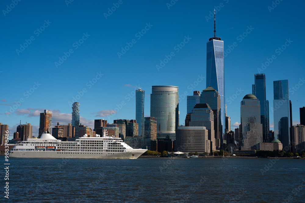 Obraz premium New York City. Manhattan downtown skyline skyscrapers. New York City skyline, cityscape of Manhattan in USA.