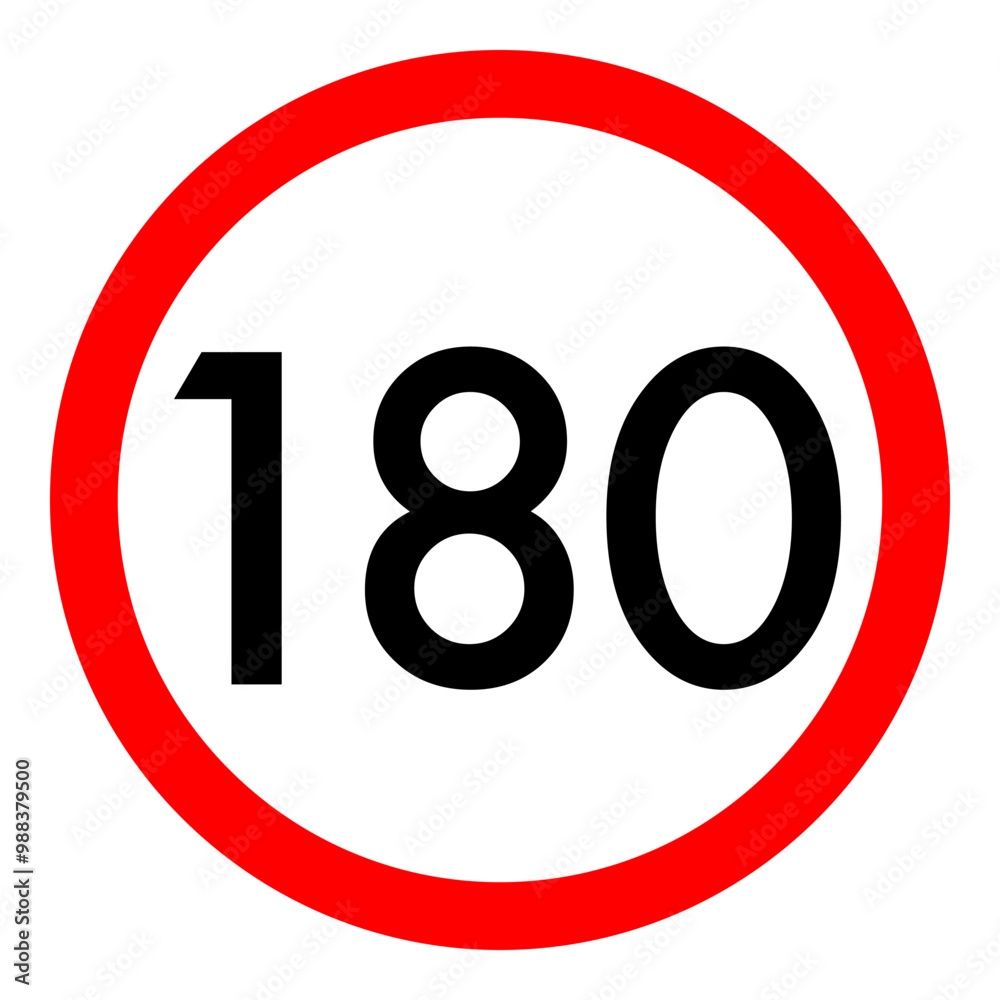 Speed limit 180 round road traffic icon flat design for project vector Speed limit 180 round road traffic icon flat design for project vector