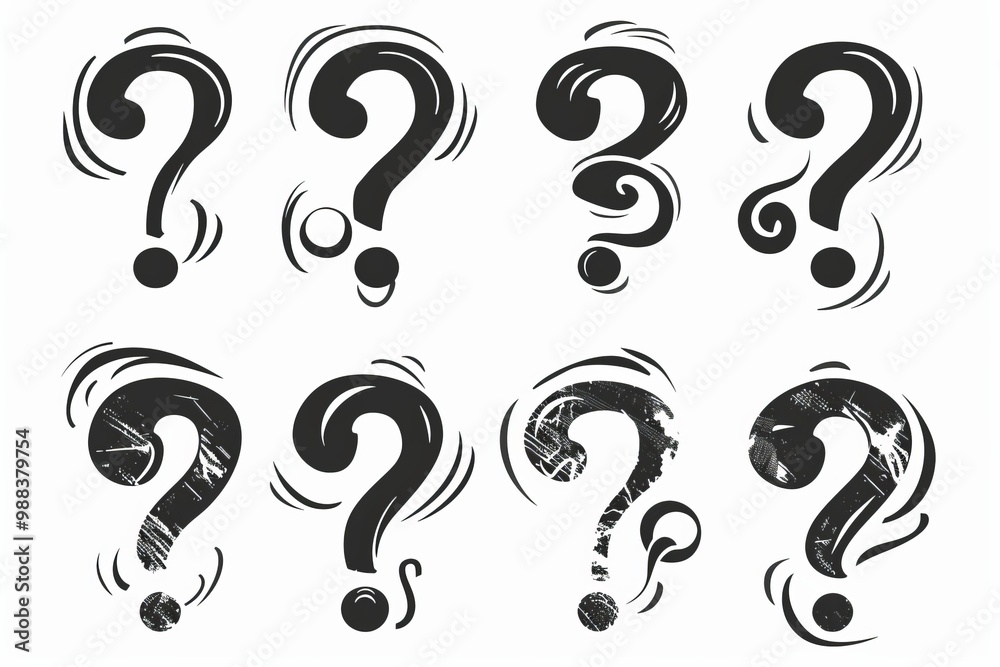 Question mark icon, quiz symbol, interrogation sign, simple rebus silhouette, questions emblem, faq set Question mark icon, quiz symbol, interrogation sign, simple rebus silhouette, questions emblem, faq set