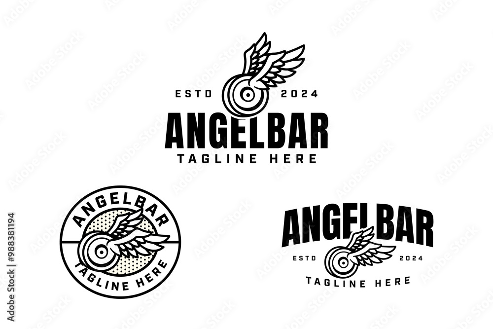weight bumper plates with wings outline badge logo design set for gym fitness sport and competition. barbell plates with wings illustration modern logo template for bodybuilding, weightlifting club weight bumper plates with wings outline badge logo design set for gym fitness sport and competition. barbell plates with wings illustration modern logo template for bodybuilding, weightlifting club