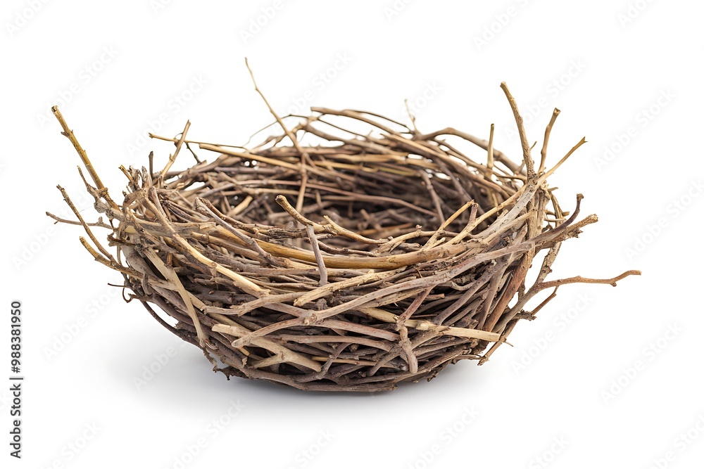 Obraz premium Empty bird nest isolated on white