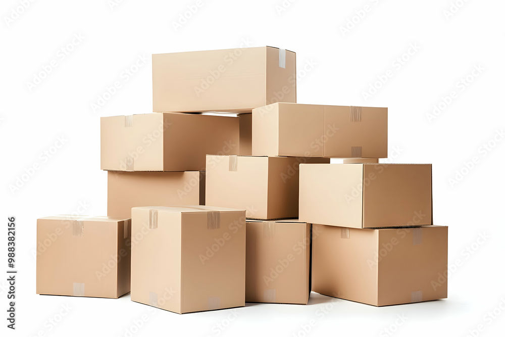 Stacked Cardboard Boxes - Realistic Photo Stacked Cardboard Boxes - Realistic Photo