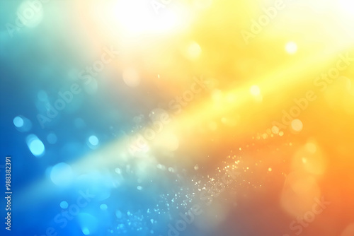 Wallpaper Mural Abstract Blurred Background with Blue and Yellow Bokeh Torontodigital.ca