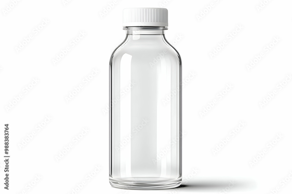 Glass Bottle Mockup with White Cap - Realistic Glass Bottle Mockup with White Cap - Realistic