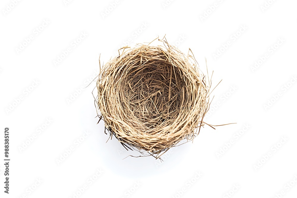 Horizontal shot of an Empty Bird's Nest on a White Background With Shadow. Horizontal shot of an Empty Bird's Nest on a White Background With Shadow.