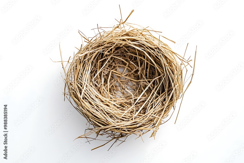 Horizontal shot of an Empty Bird's Nest on a White Background With Shadow. Horizontal shot of an Empty Bird's Nest on a White Background With Shadow.