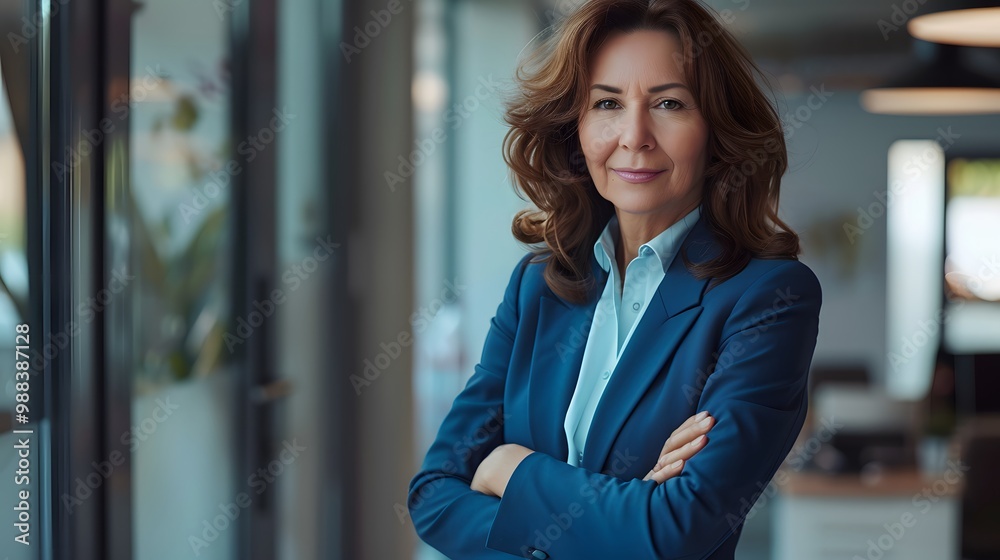 Mature businesswoman with arms crossed in office Mature businesswoman with arms crossed in office