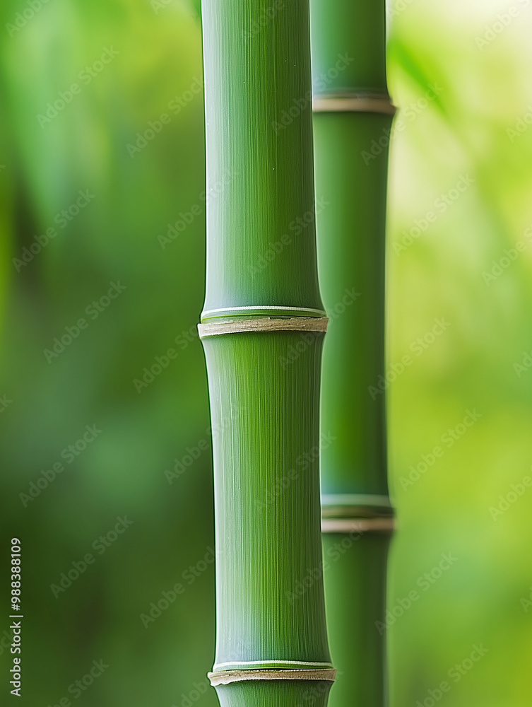 Obraz premium Two green bamboo shoots, close up