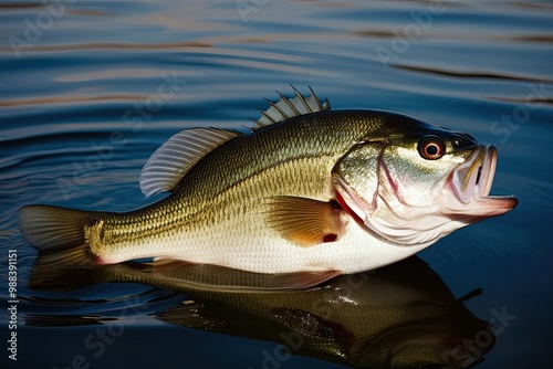 Largemouth Bass Fish Isolated on Clear Freshwater Background