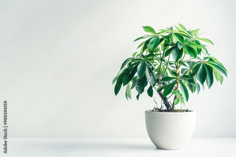 Umbrella Plant (Schefflera Arboricola) in Flowerpot Isolated, Umbrella House Plant in Flowerpot Umbrella Plant (Schefflera Arboricola) in Flowerpot Isolated, Umbrella House Plant in Flowerpot