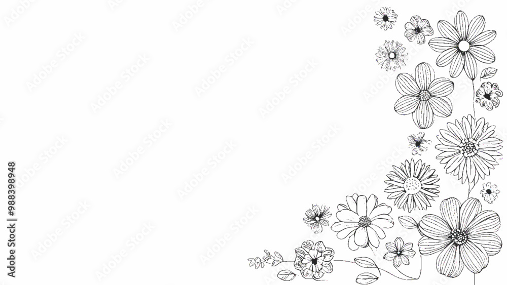 vector flowers outline with hand drawn floral background vector flowers outline with hand drawn floral background
