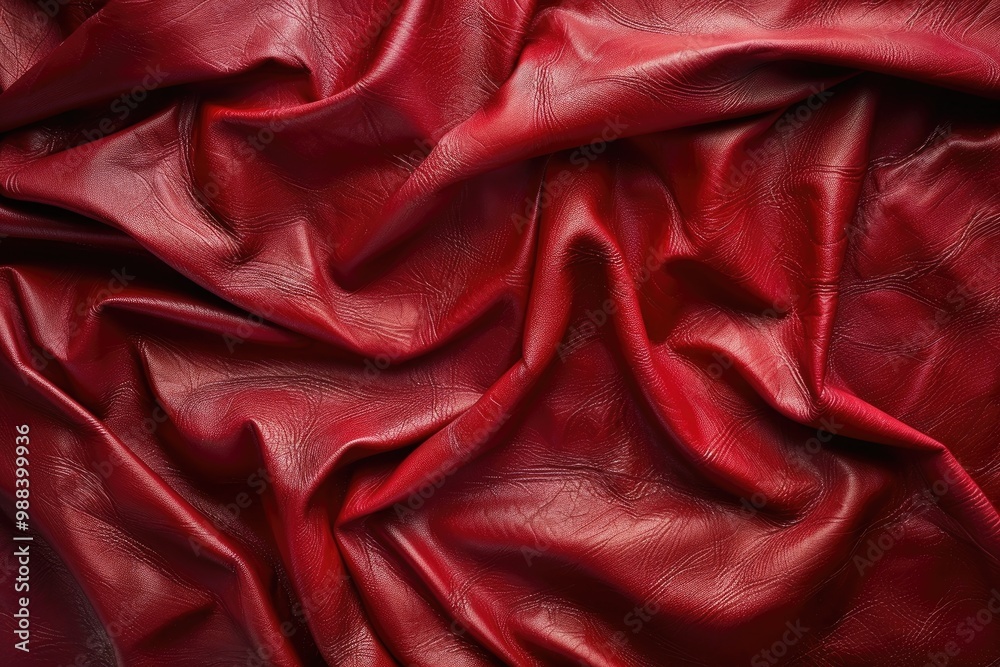 Obraz premium Red leather texture background. Perfect for use in designs related to fashion, luxury, and product mockups.