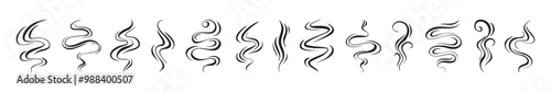 Smoke, aroma lines icon. Doodle Wavy Smoke lines symbol sketch style hand drawn