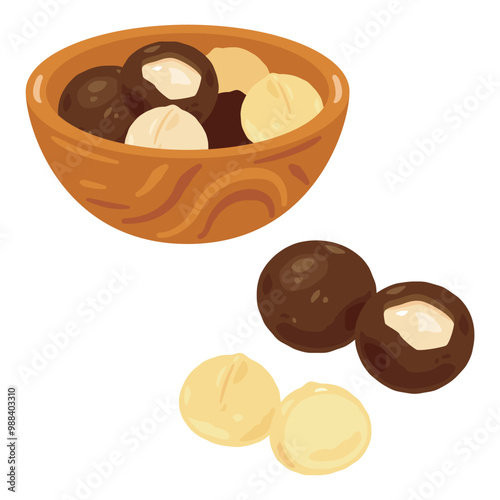 ボウルに盛られたマカダミアナッツセット