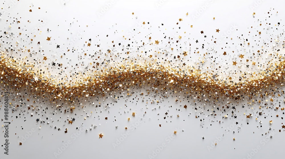 Elegant New Year card a clean white background adorned with delicate silver confetti and a thin gold border creating a sophisticated and festive look Elegant New Year card a clean white background adorned with delicate silver confetti and a thin gold border creating a sophisticated and festive look