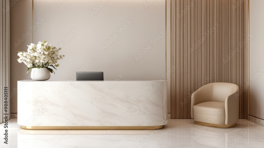Elegant Concierge Desk in a High End Hotel Lobby with Premium Hospitality and Refined Aesthetics Elegant Concierge Desk in a High End Hotel Lobby with Premium Hospitality and Refined Aesthetics